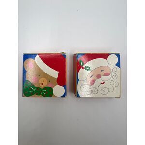 AVON Holiday Friends Soap Lot of 2 Mini Soap Bars Teddy + Santa Christmas Time‎